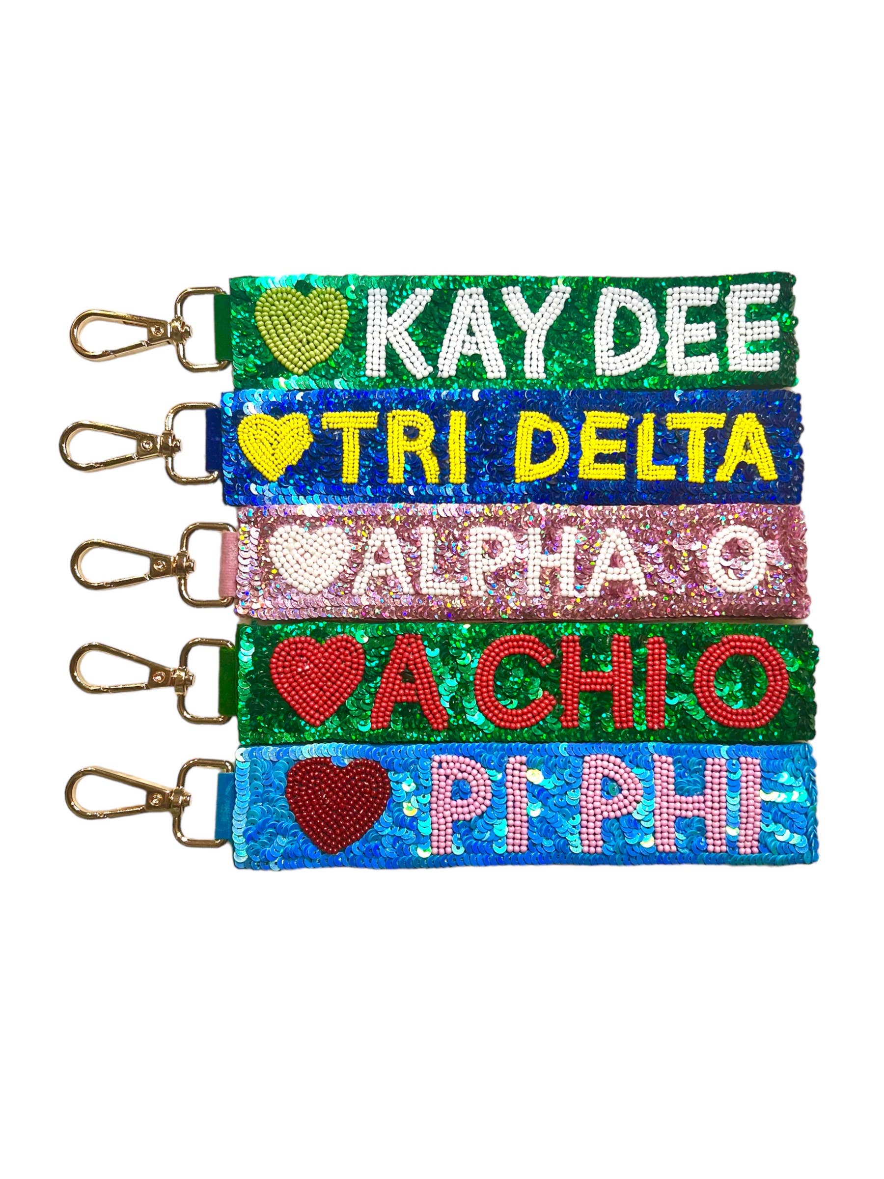Curated Threads Greek - Wholesale Wristlet - Sequin Sorority Heart Wristlets