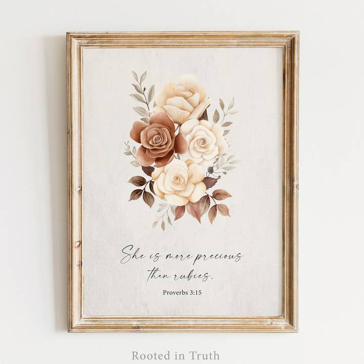 Rubies Scripture Art Print Christian Gift Decor Farmhouse for wholesale by Rooted in Truth