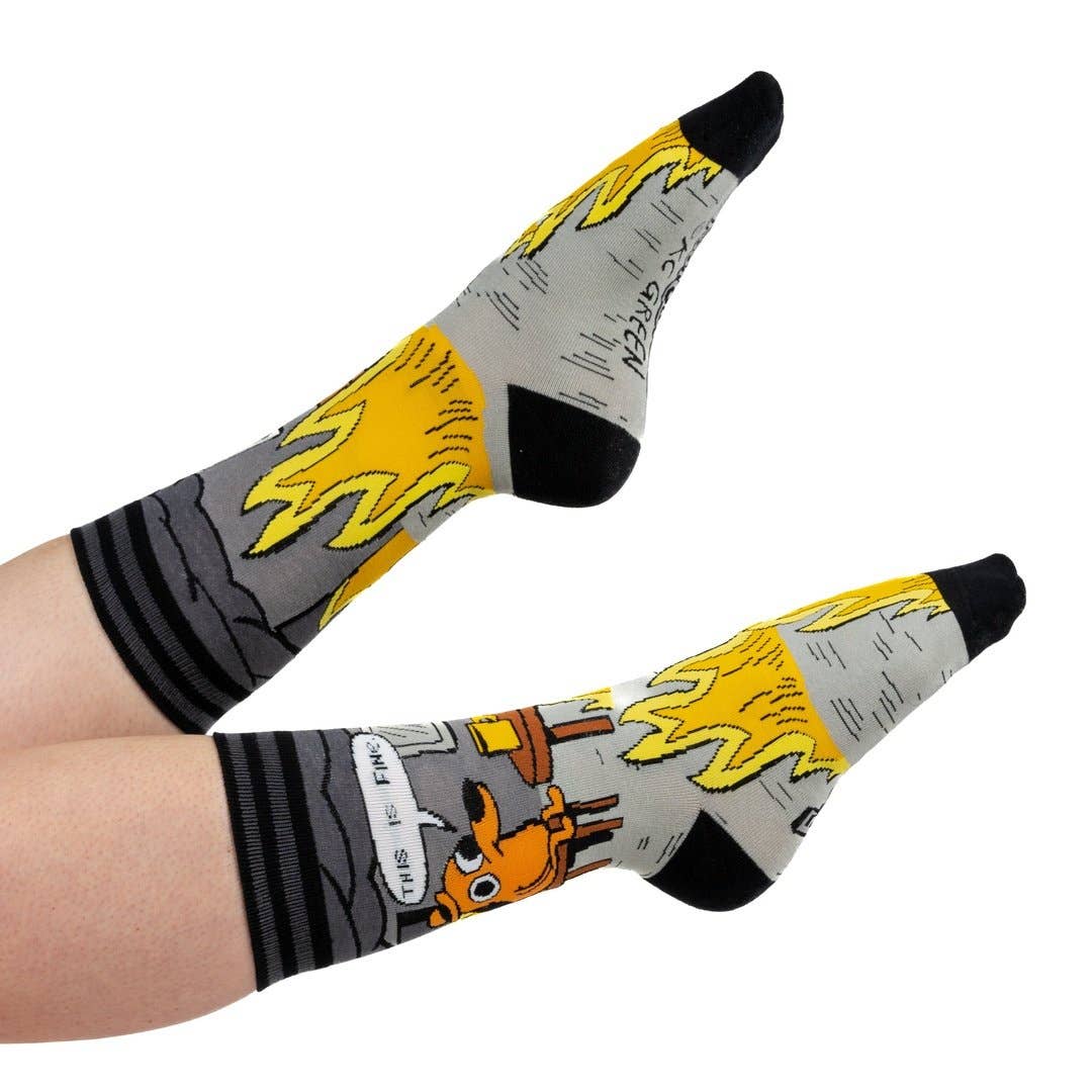 FootClothes LLC - Wholesale Socks - Unisex - This is Fine: Noir Edition Crew Socks9