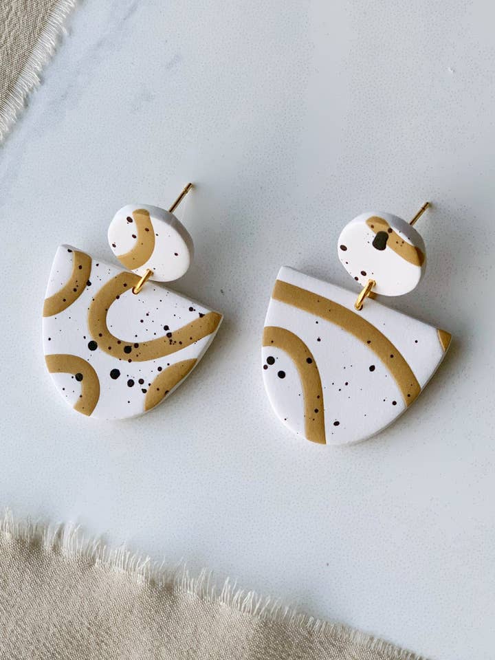 Addison Drop Earring in Abstract Mustard for wholesale by Clay By Denae