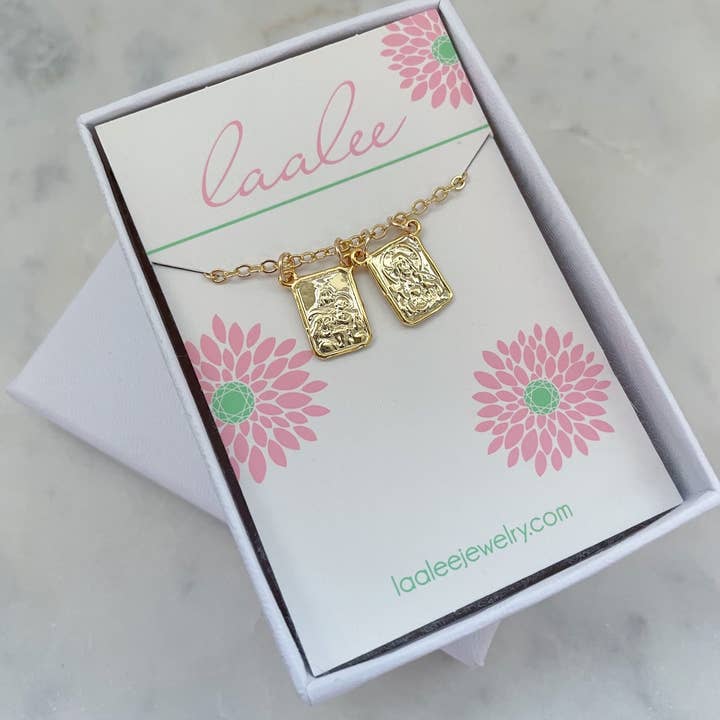 Laalee Jewelry - Wholesale Pendant/Charm Necklace - Gold Scapular Necklace Jewelry, Mary Catholic Religious Gift