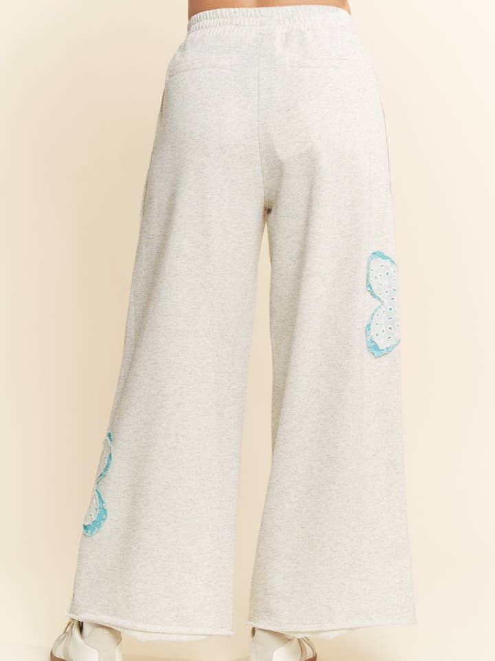 Davi & Dani - Wholesale Pants - Women's - FLORAL PATCH POCKETS ELASTIC TERRY EASY PANTS8