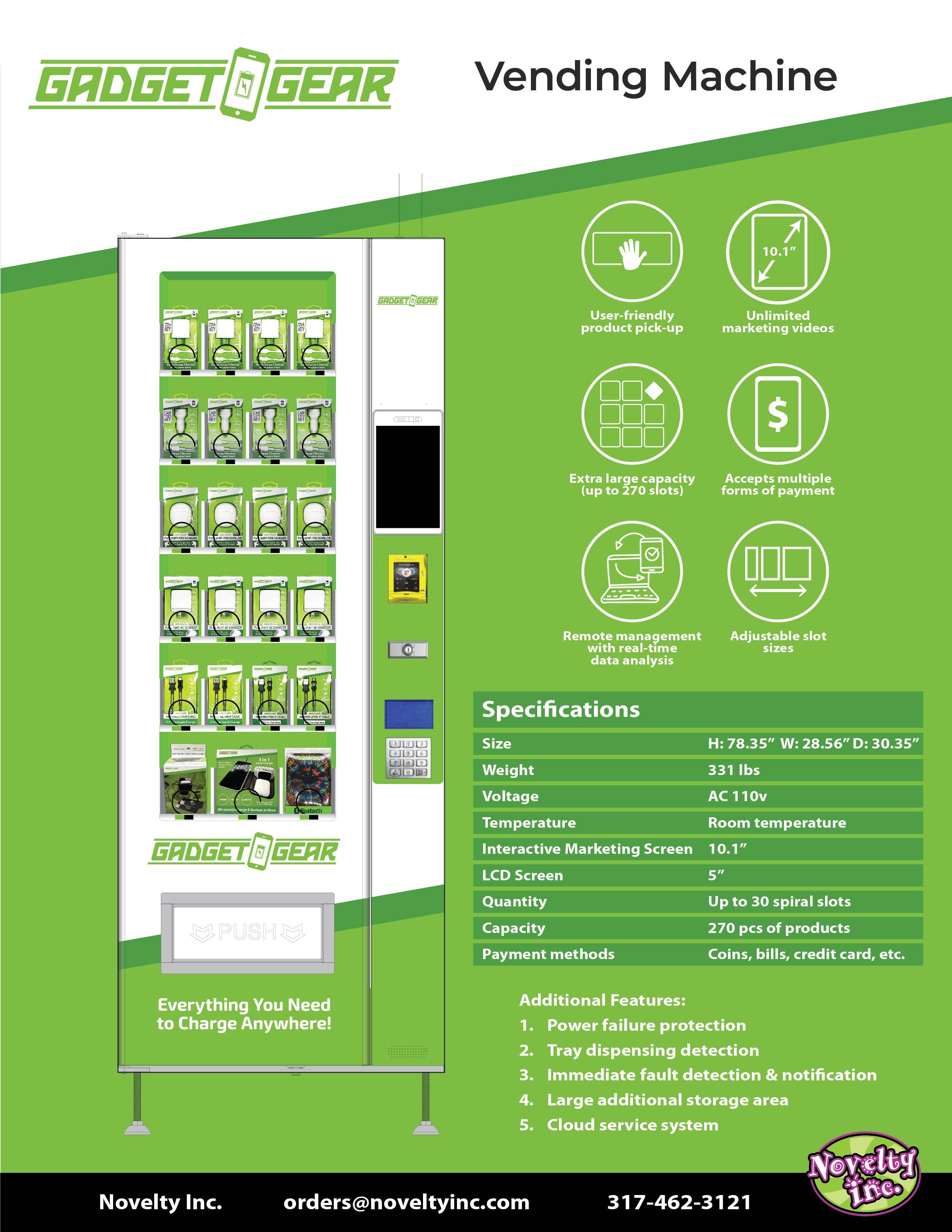 Novelty Brands - Wholesale Retailer Display - Accessories - Merchandising Fixture - Gadget Gear Tech Vending Machine ONLY 9861905