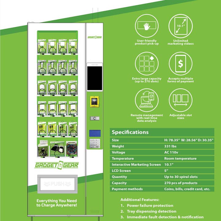 Novelty Brands - Wholesale Retailer Display - Accessories - Merchandising Fixture - Gadget Gear Tech Vending Machine ONLY 9861905