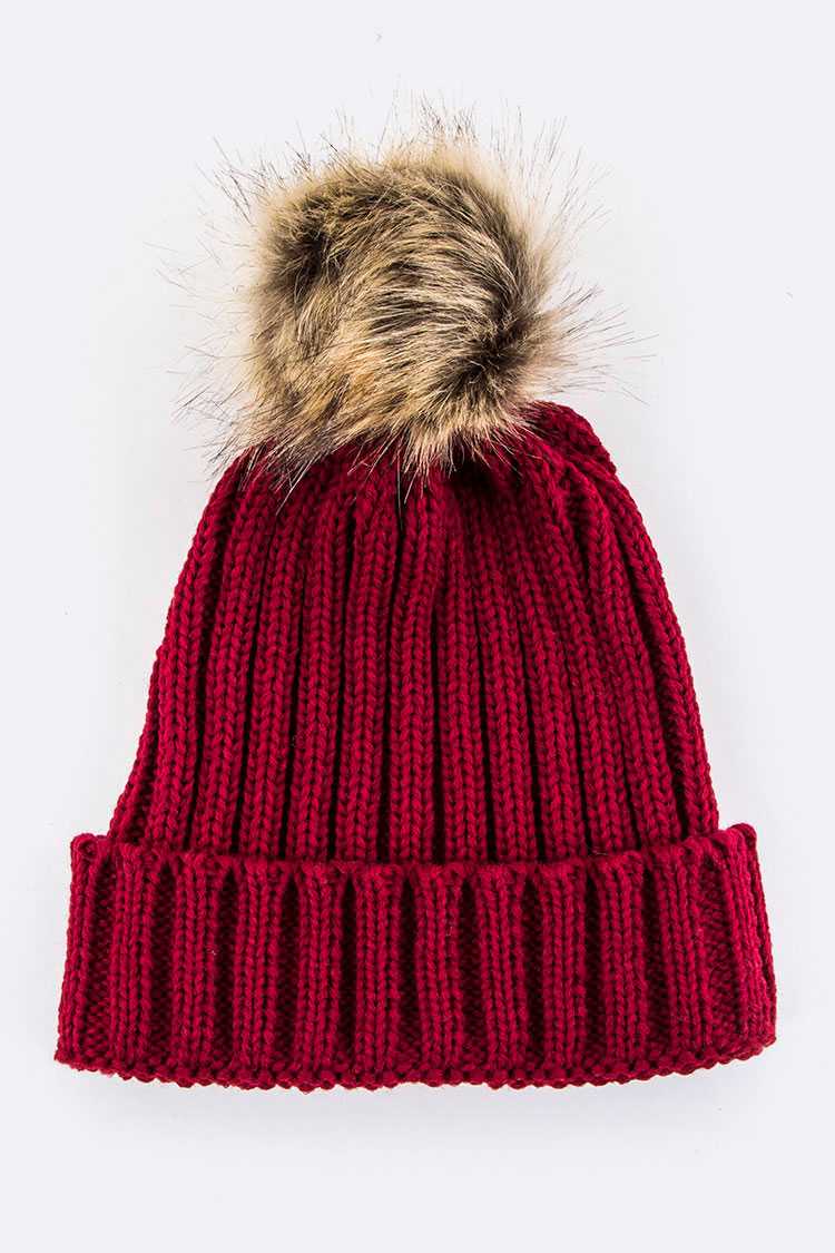 Artini Accessories - Wholesale Beanie - Women's - Detachable Fur Pom Fashion Beanie11