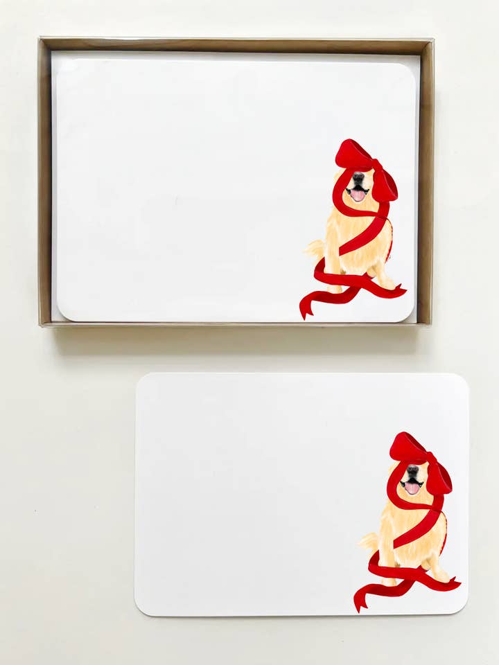 Dog With Red Bow Flat Notecards for wholesale by k.Patricia Designs