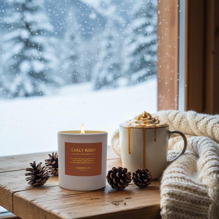 Moodcast Fragrance Co. - Wholesale Jar/Filled Candle - Coconut Wax Candle - Persona - Early Riser - 8 oz Glass Jar3