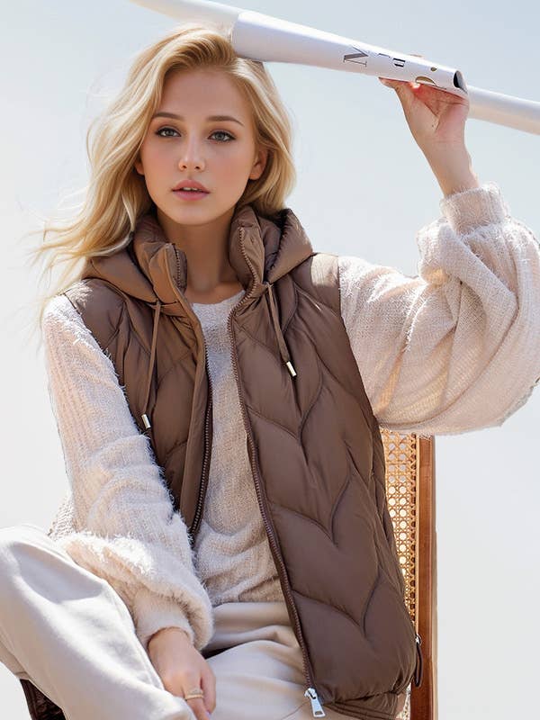 Miss Sparkling - Wholesale Outerwear Vest - Women's - Puffer vest with Hoodie 3