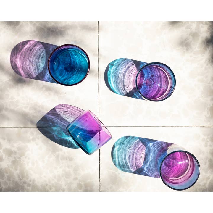 Håndblæste glas til vin og cocktails - Rosazul - 2 størrelser for engroshandel hos LUZ Collection