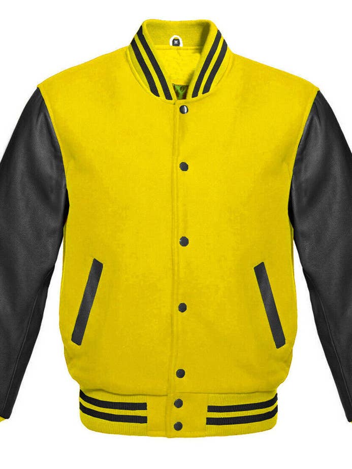 Varsity Jacket, 100% Melton Wool and Original Leather YBLK for wholesale by Kicky Imports LLC