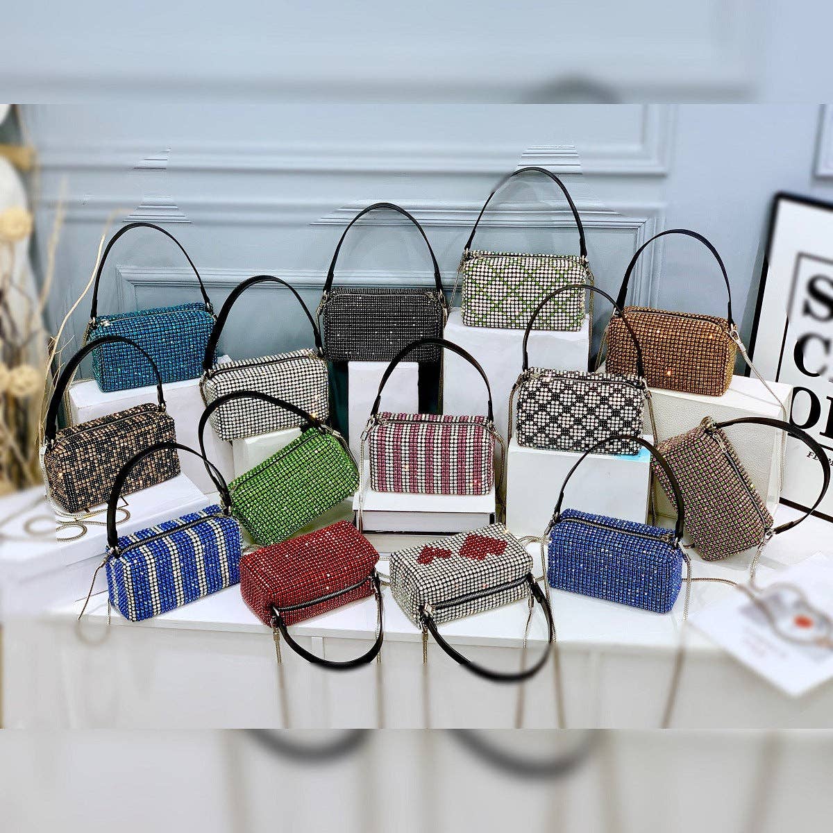 Ole - Wholesale Shoulder Bag - Women's - Rectangle Rhinestone Bag HB22763