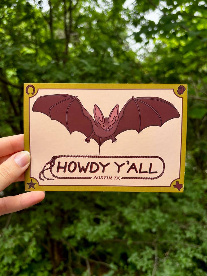 Olá a Todos Cartão Postal de Morcego – Lembrança de Austin, Texas por atacado de Petrichor & Co.