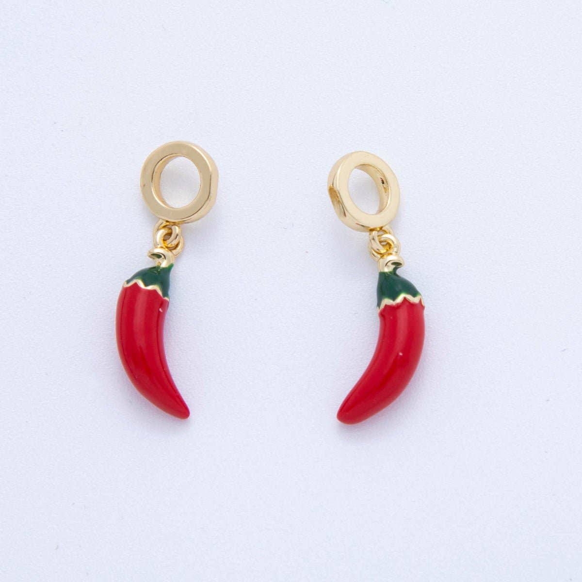Aim Eternal - Wholesale Dangle Earrings - 18K Gold Filled Red Chili Peppers Rhondelle Drop Pendant | AF3410
