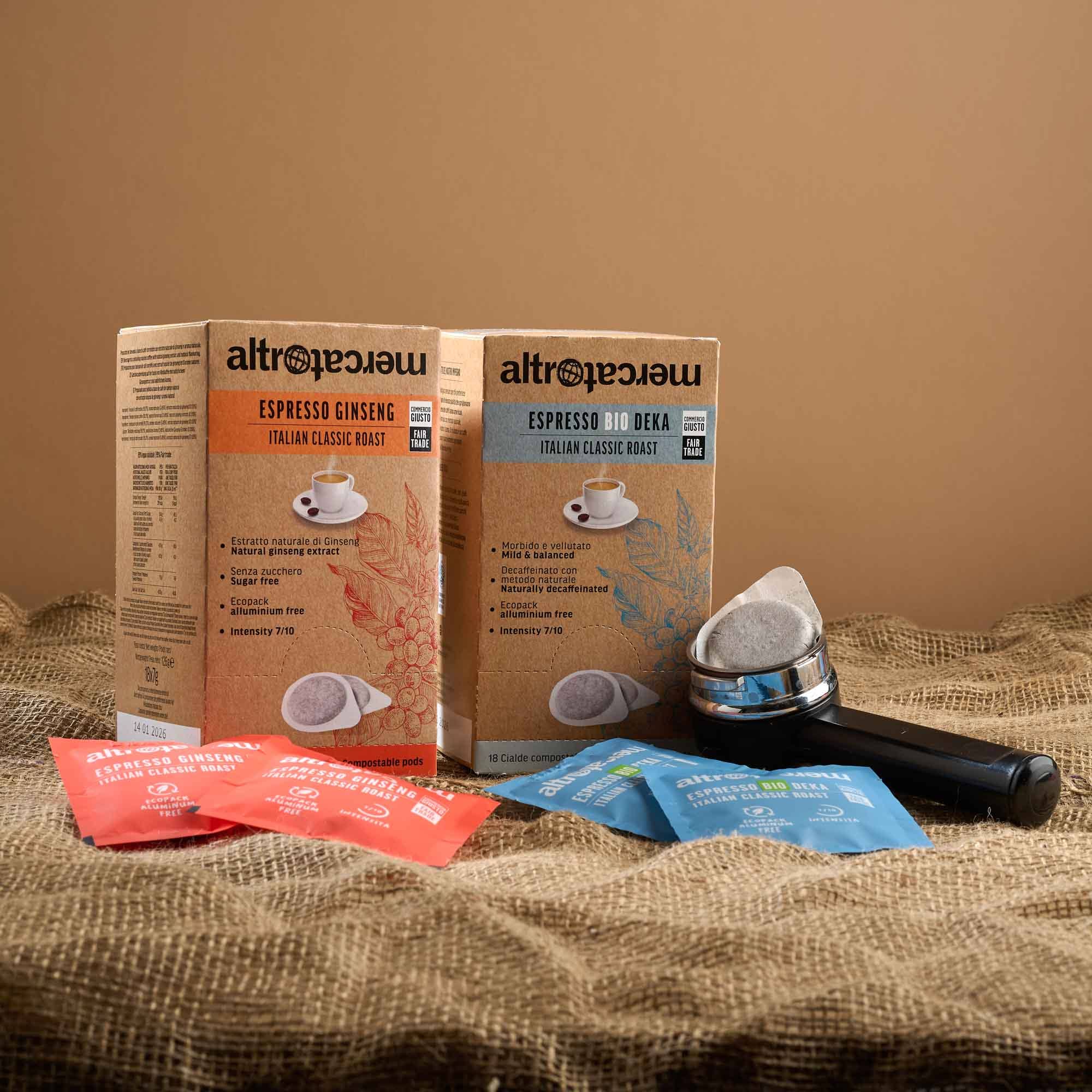 Altromercato – wholesale Instant coffee/espresso – Ginseng Espresso Coffee - Sugar-free - 18 pods - 126 g12