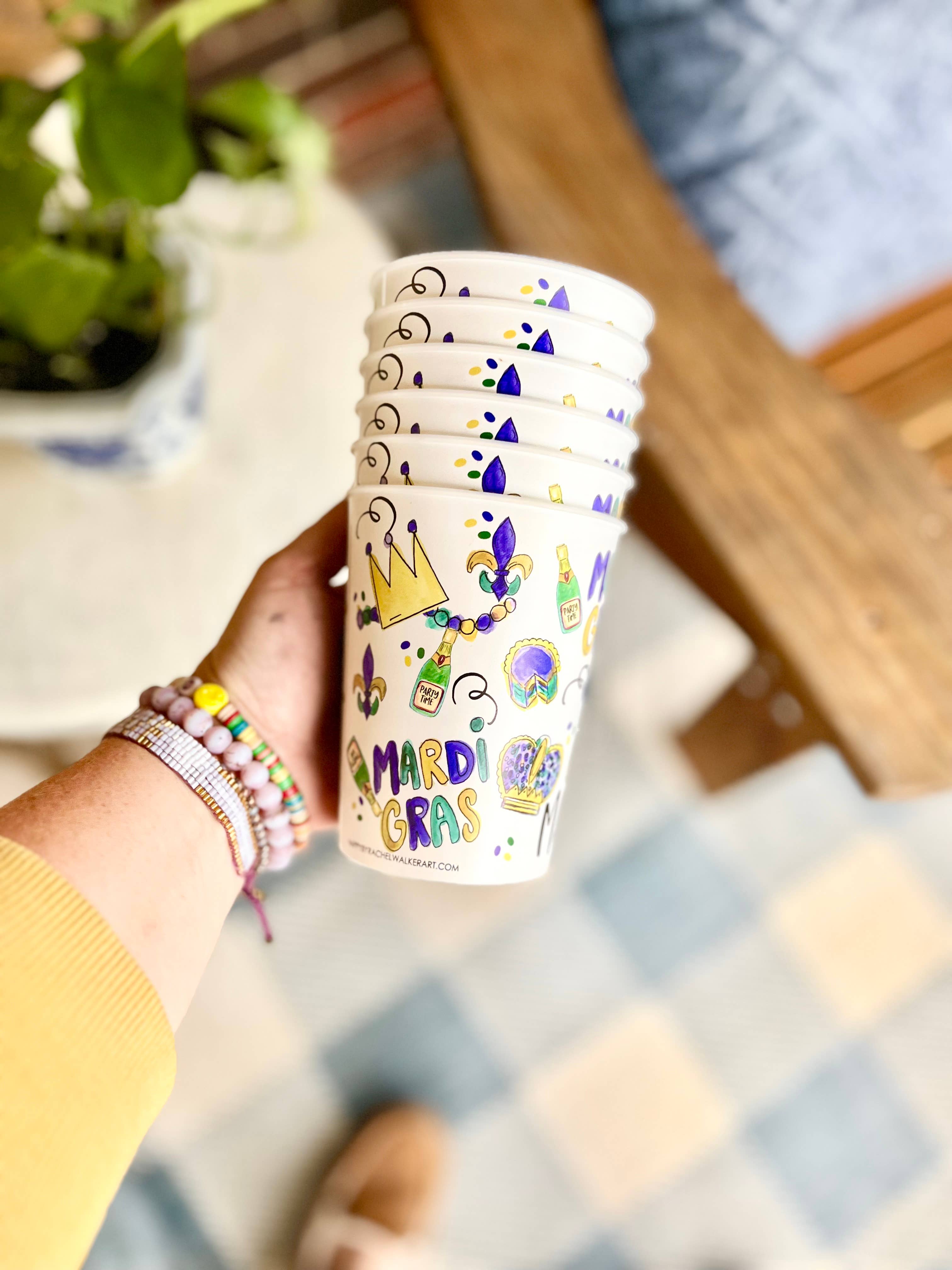 Happy By Rachel, LLC - Wholesale Disposable Cup - Mardi Gras Reusable Cups, gifts, tailgate, party cups1
