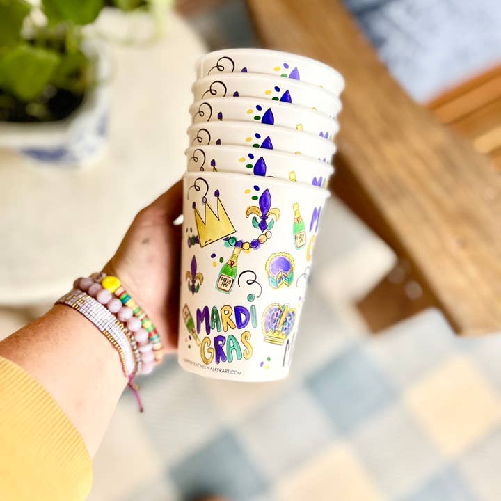 Happy By Rachel, LLC - Wholesale Disposable Cup - Mardi Gras Reusable Cups, gifts, tailgate, party cups1
