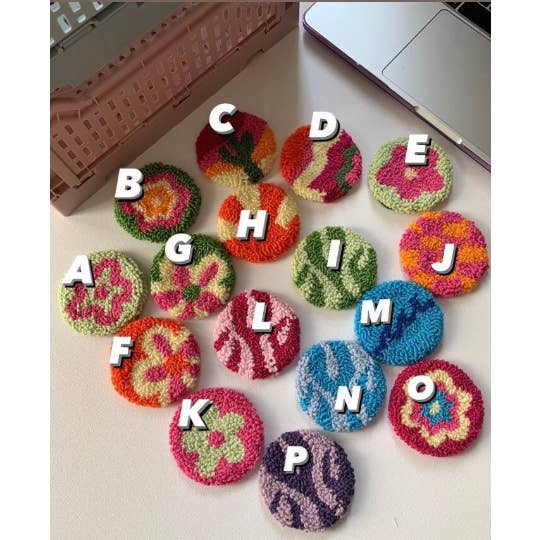 MUUDLAND - Venta al por mayor Posavasos para coche - Mujer - Posavasos para coche Punch Needle, juego de 2, hechos a mano1