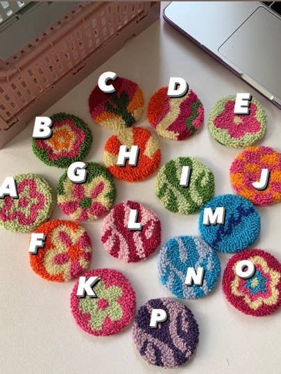 Punch Needle Car Coasters Set Of 2, Handmade Coaster for wholesale by MUUDLAND