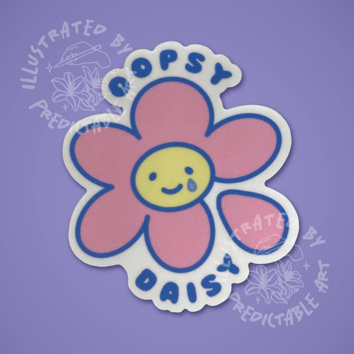 Oopsy Daisy | Illustrated Matte Vinyl Sticker | available in Clear & Classic White trim for wholesale by Predictable Art