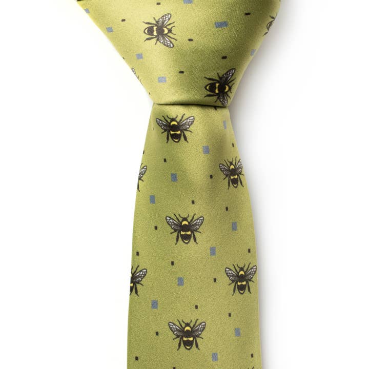 MIL - Wholesale Necktie - Men's - Bees Light Green Tie | Recycled Polyester GRS0
