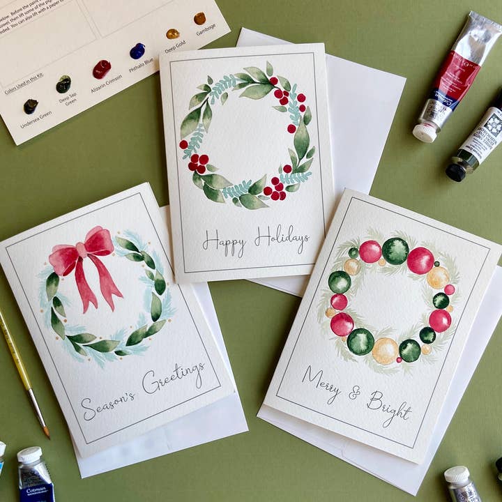 Watercolor Painting Kit: Holiday Greeting Cards and other Purchase Wholesale wreath kits. Free Returns & Net 60 Terms on Faire trending on Faire.