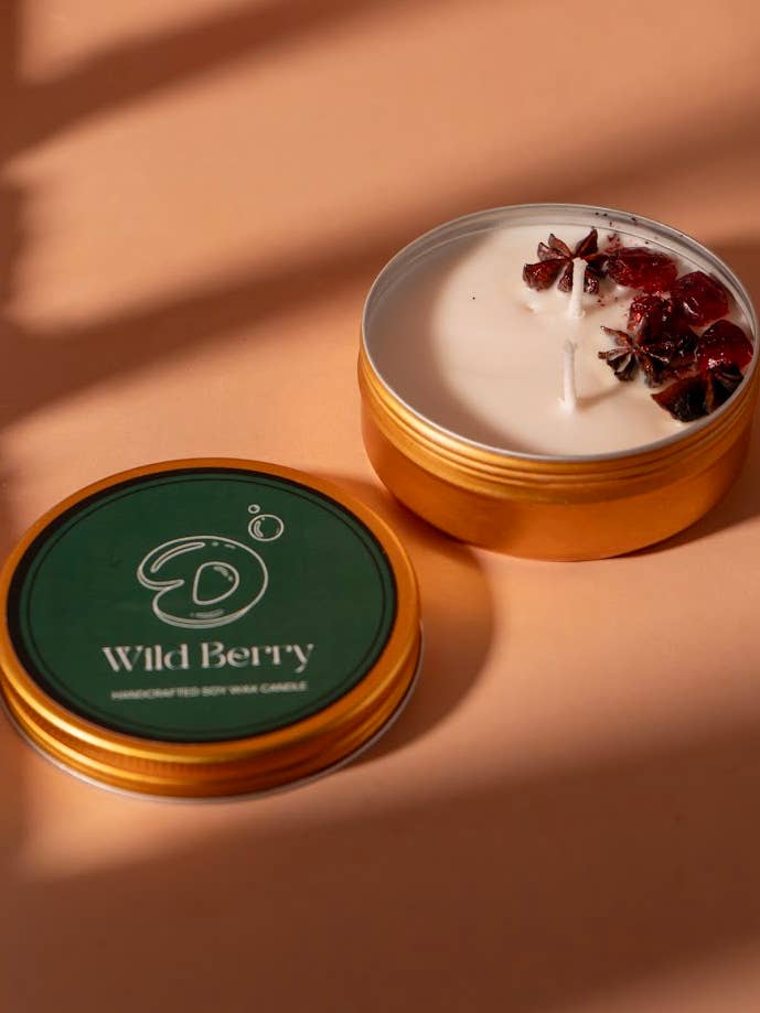 Vela en lata de bayas silvestres para venta al por mayor de Danla