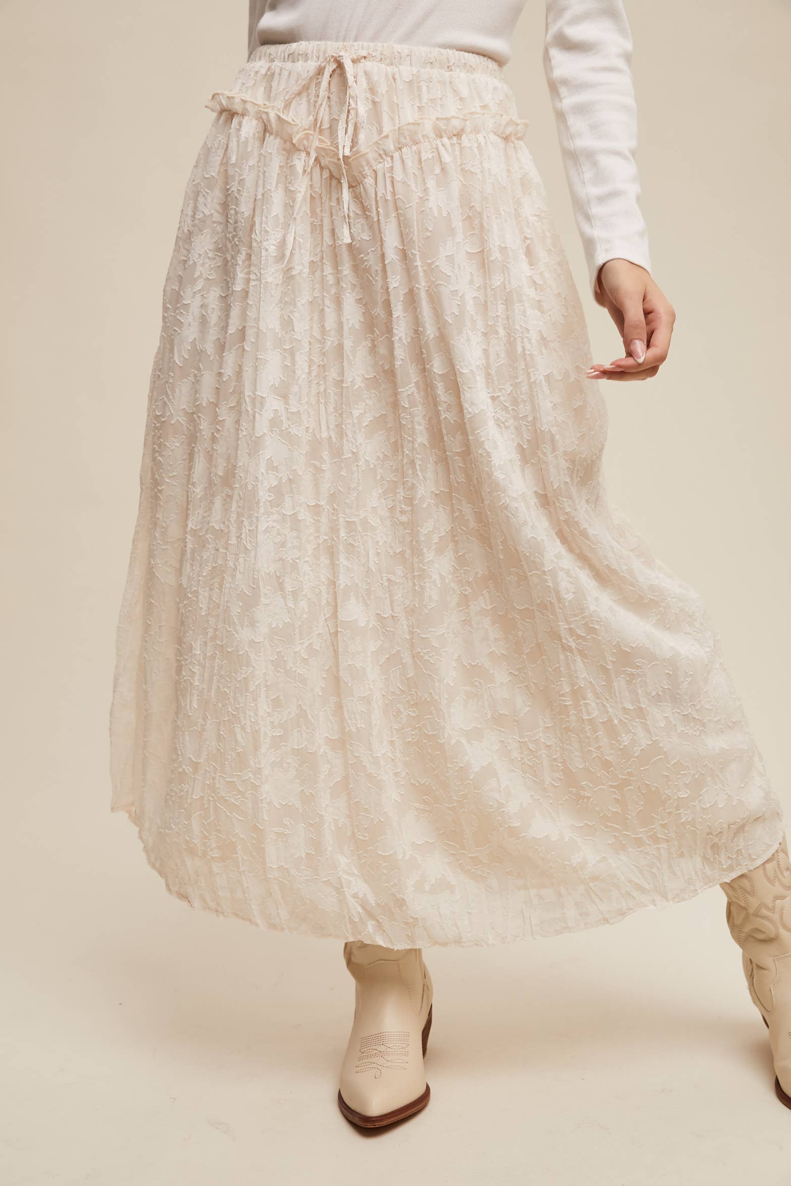 Listicle - Wholesale Skirt - Women's - Floral Textured Maxi Skirt11