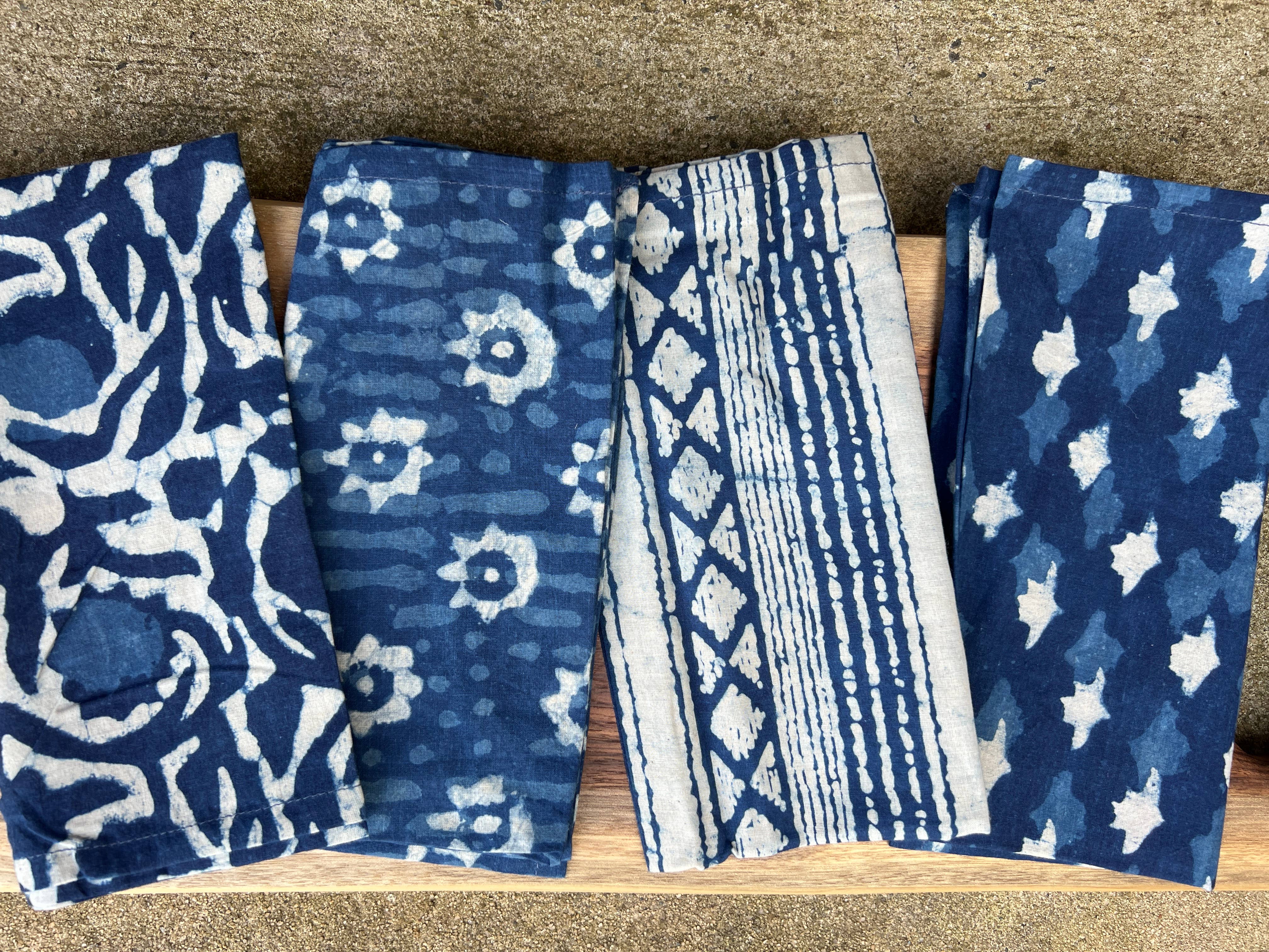 Peaceware - Wholesale Dinner & Cloth Napkin - Cotton Table Napkins - Assorted Indigo -Aria (Set of 4)1