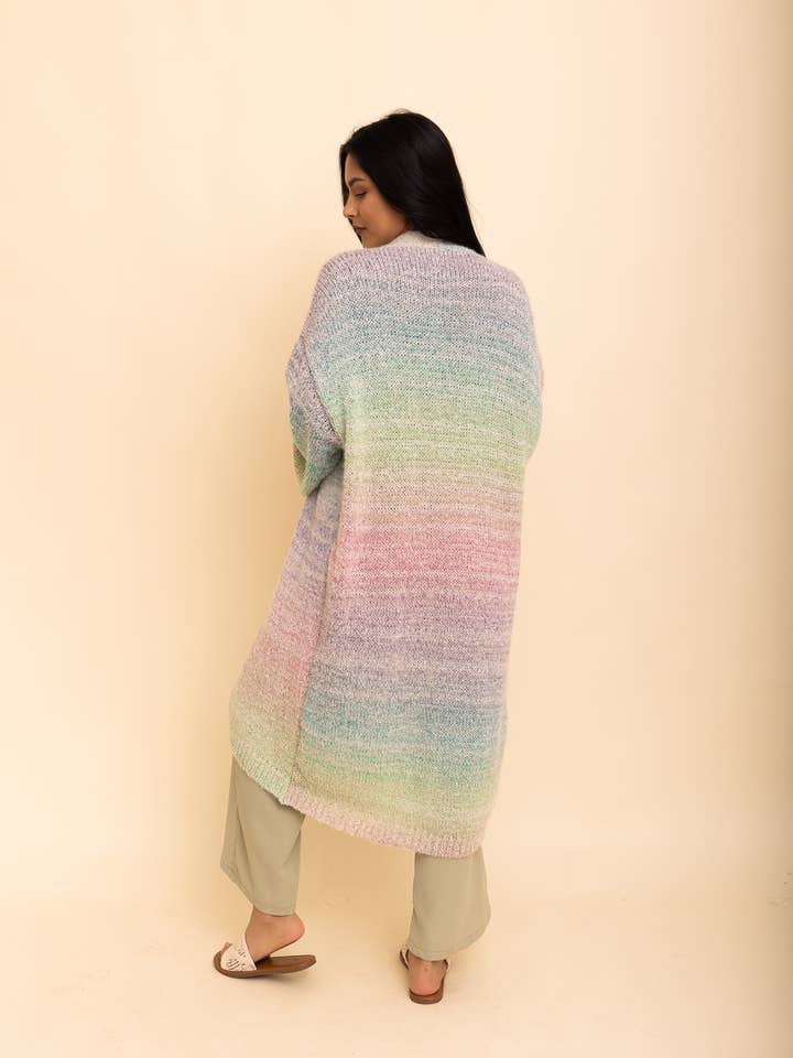 Leto Accessories - Wholesale Cardigan - Women's - Cozy Knit Ombre Longline Cardigan