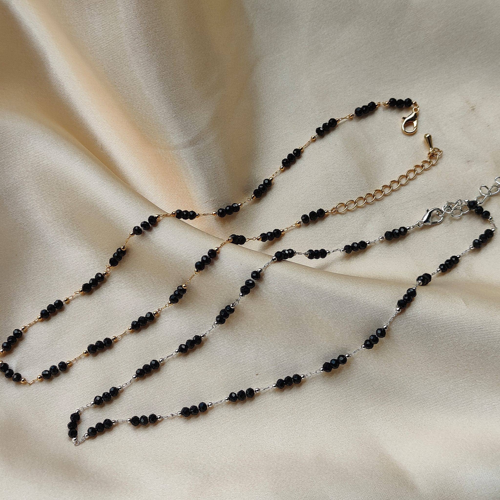 The Colourful Aura – wholesale Beaded/pearl necklace – Handmade Black Crystal Beaded Indian Asian Nazar Mangalsutra Choker Necklace8