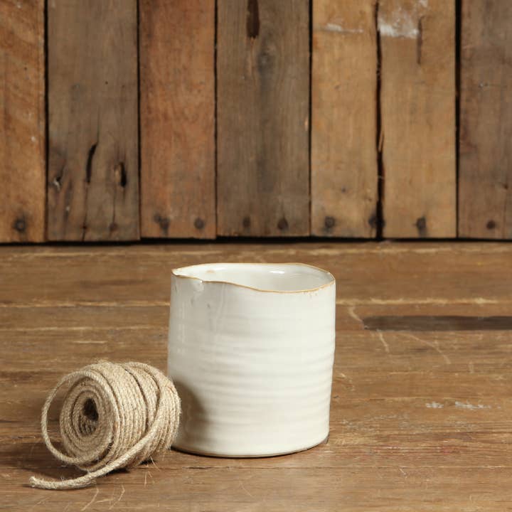 HomArt - Wholesale Vase - Bower Ceramic Vase - Med Wide - Fancy White2