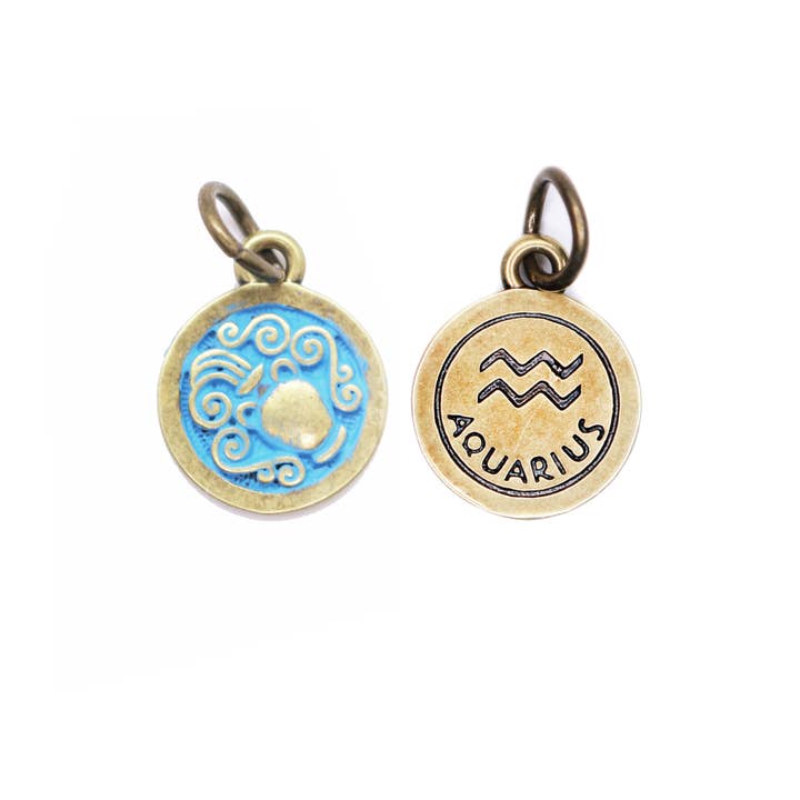 Gleeful Peacock - Wholesale Individual Charm/Pendant - Aquarius Zodiac Charm (with available Bracelet or Necklace)