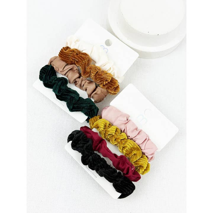 Assorted Corduroy Scrunchie Combo Set for wholesale by Love and Repeat