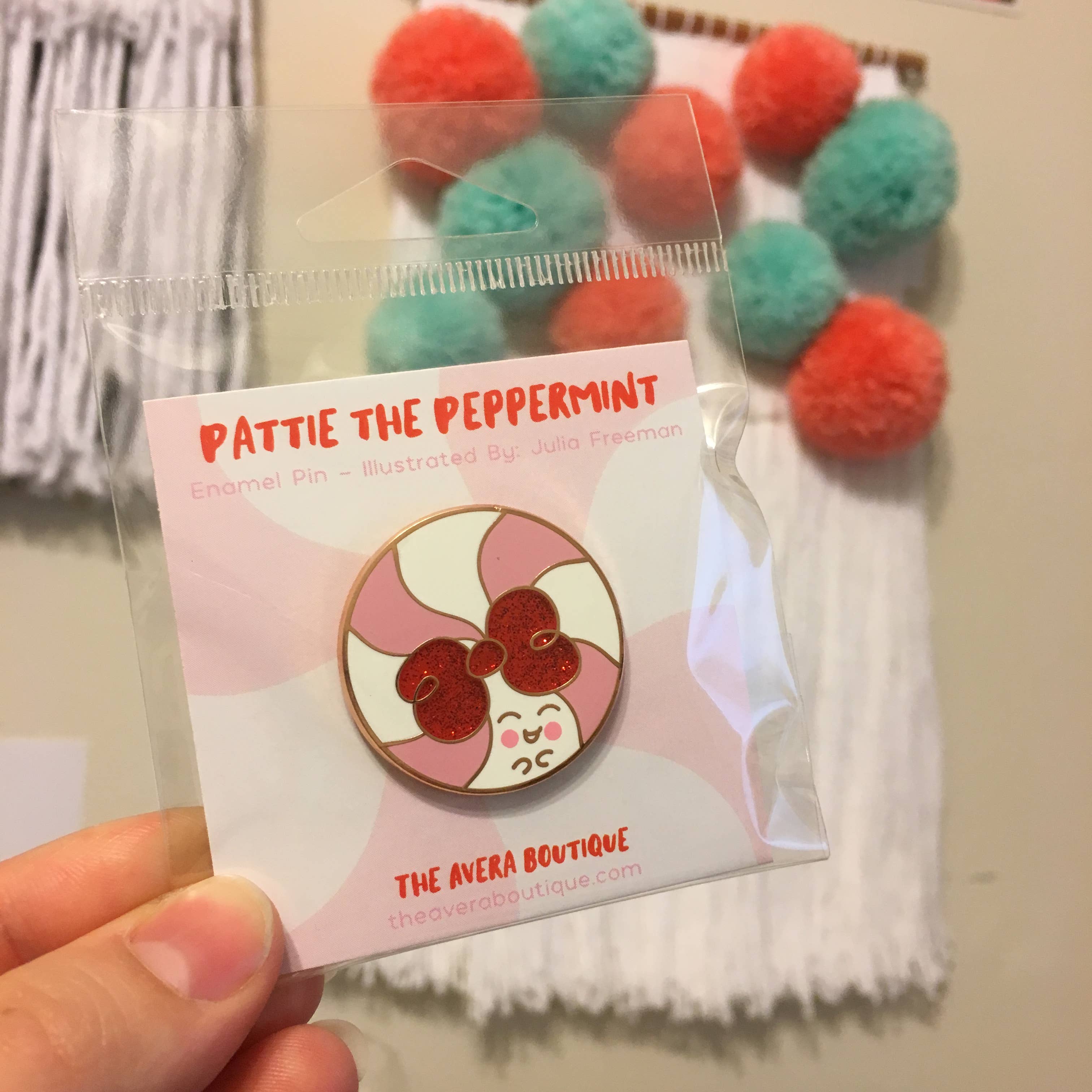 The Avera Boutique - Wholesale Lapel Pin/Button - Pattie the Peppermint Enamel Pin5