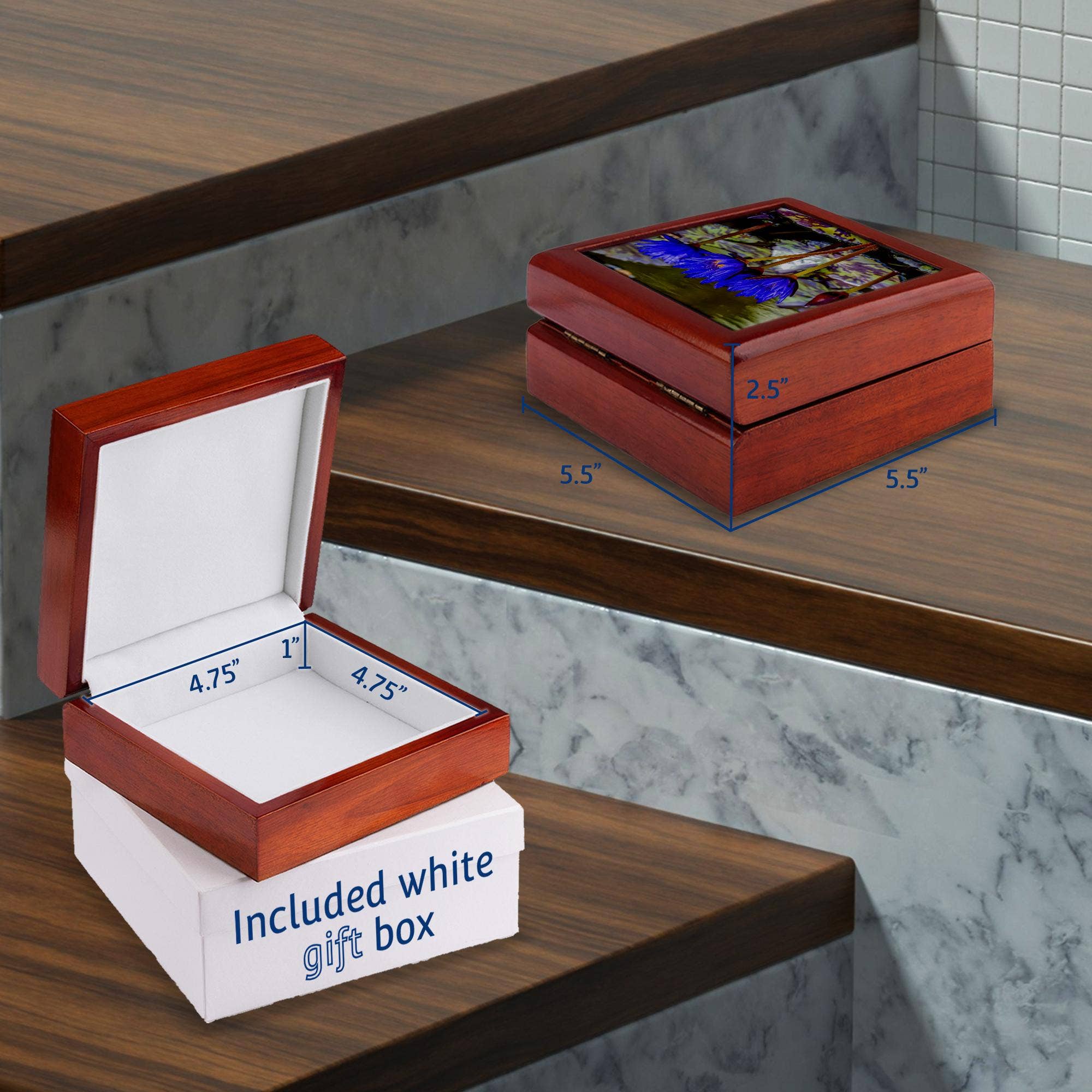 3dRose – wholesale Jewellery box/organiser – 3dRose, Blue flower Nymphaea King, Botanic Garden, Coral Gables, Florida., Jewelry Box4