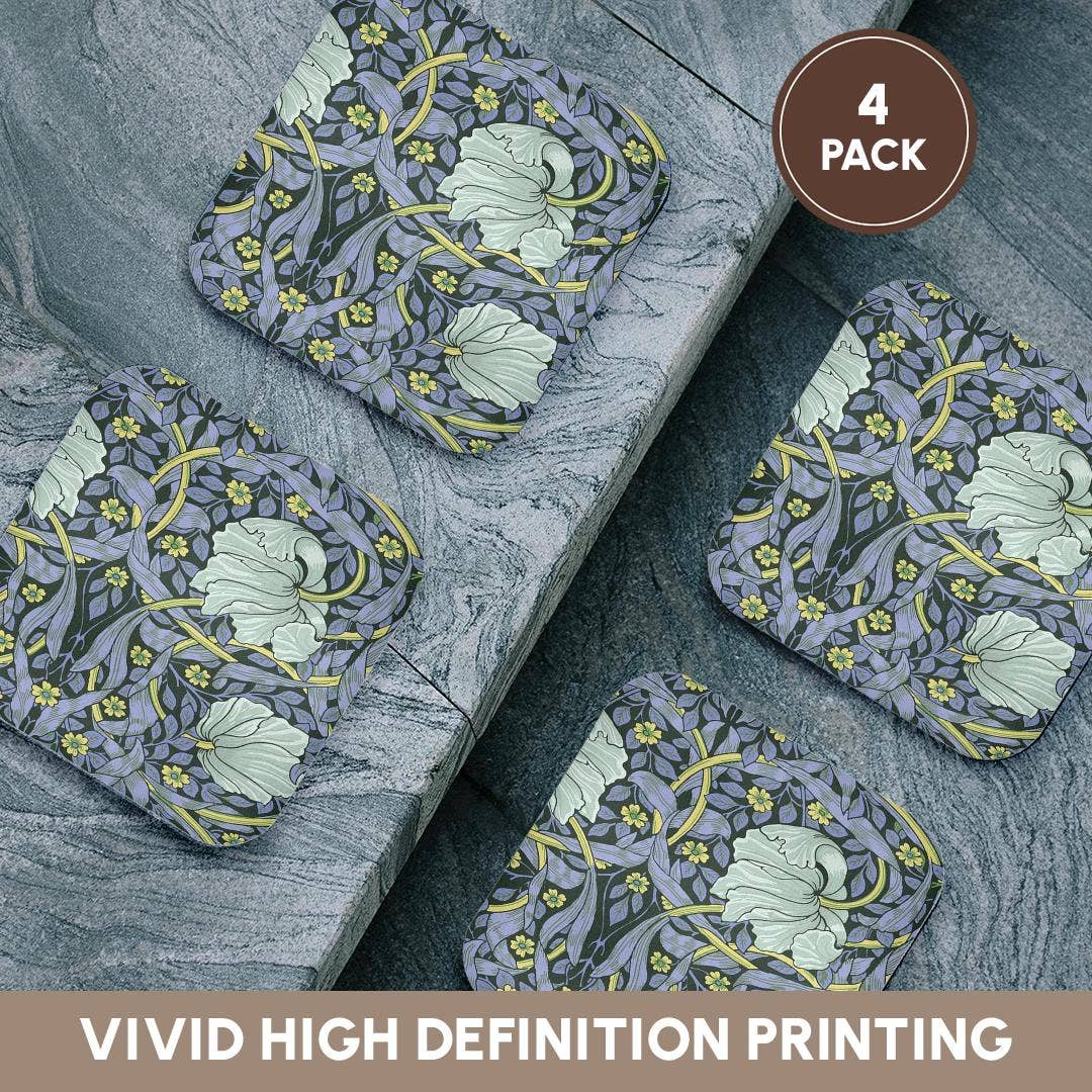 3dRose - Wholesale Coasters - 3dRose, Image of William Morris Style Gray And Yellow Floral Painting, Coaster12
