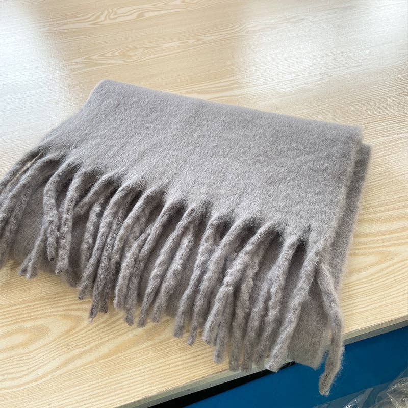 Dipped Shop - Wholesale Scarf - Women's - 2+ Solid Color Tassel Mohair Scarves DPKS100218