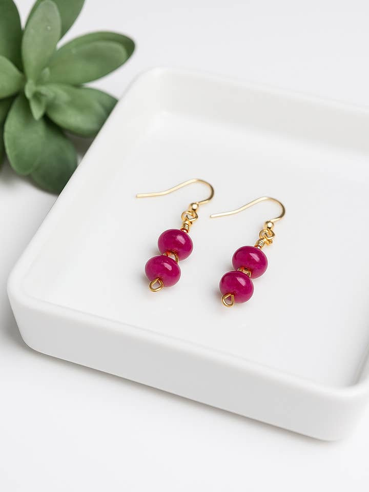 Handmade Beaded Jade Minimalist Dangle Earrings for wholesale by Joyful Jewels by Joyful Blooms