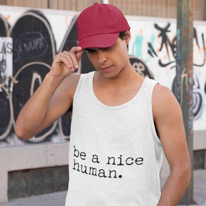 Be a Nice Human Men's Tank for wholesale by Wombacart