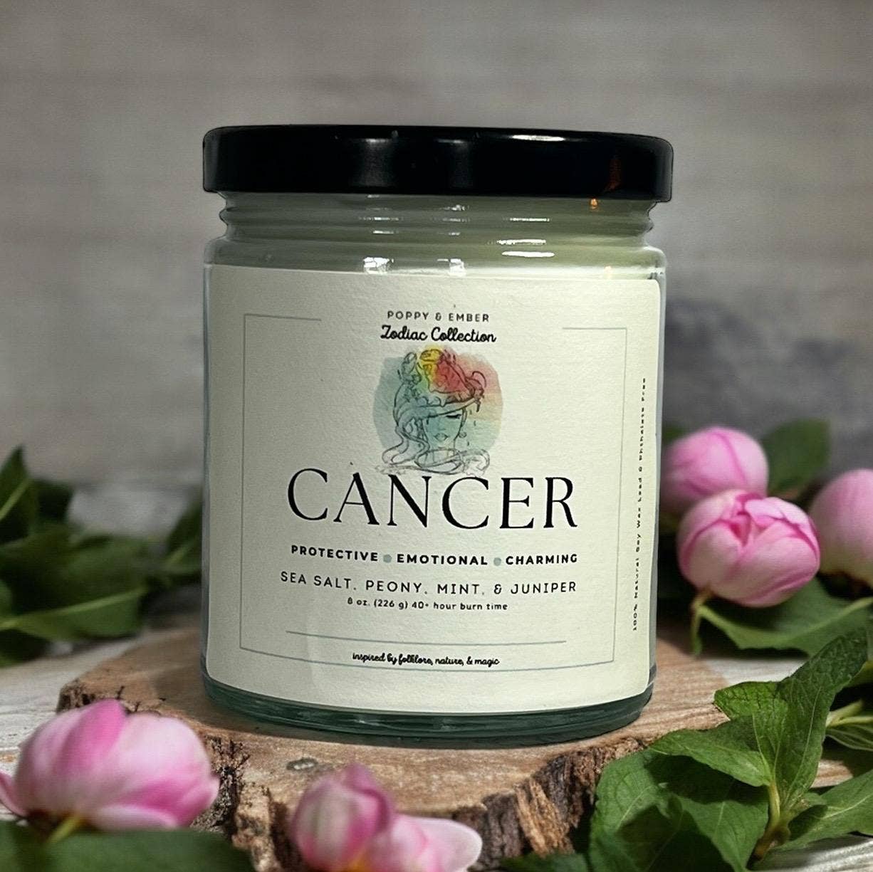 Poppy & Ember - Wholesale Jar/Filled Candle - Cancer Zodiac Crystal Candle2