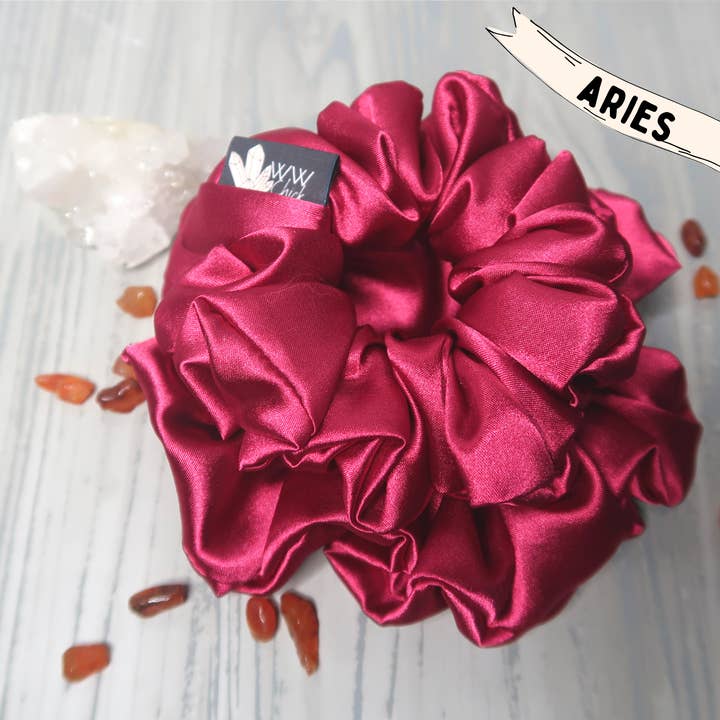 Taurus Hair Scrunchie, Rose Quartz inside -REGULAR size for wholesale by Woowoochickdesigns