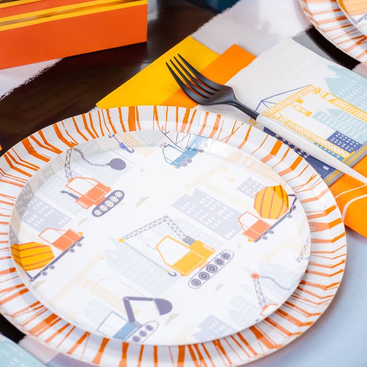 Gatherings by Curated Paperie - Wholesale Disposable Plate - CONS25-DP2- Construction Dessert Plates2