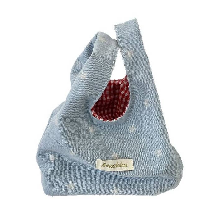 Sac à poignet en denim à carreaux rouges et blocs de couleur S5P863 pour la vente par alberalkirk