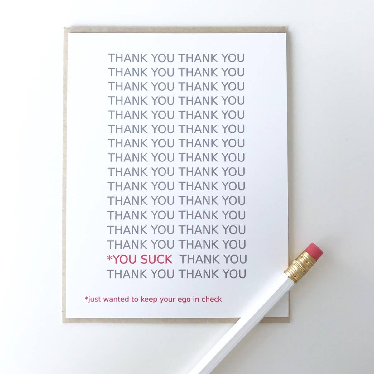PAGEFIFTYFIVE - Wholesale Thank You Card - Thank you You Suck Card0