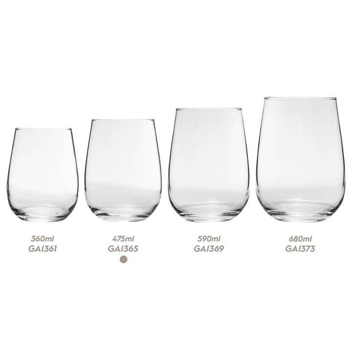 Rinkit Ltd - Wholesale Wine Glass - 475ml Gaia Stemless Red Wine Glass - By LAV6