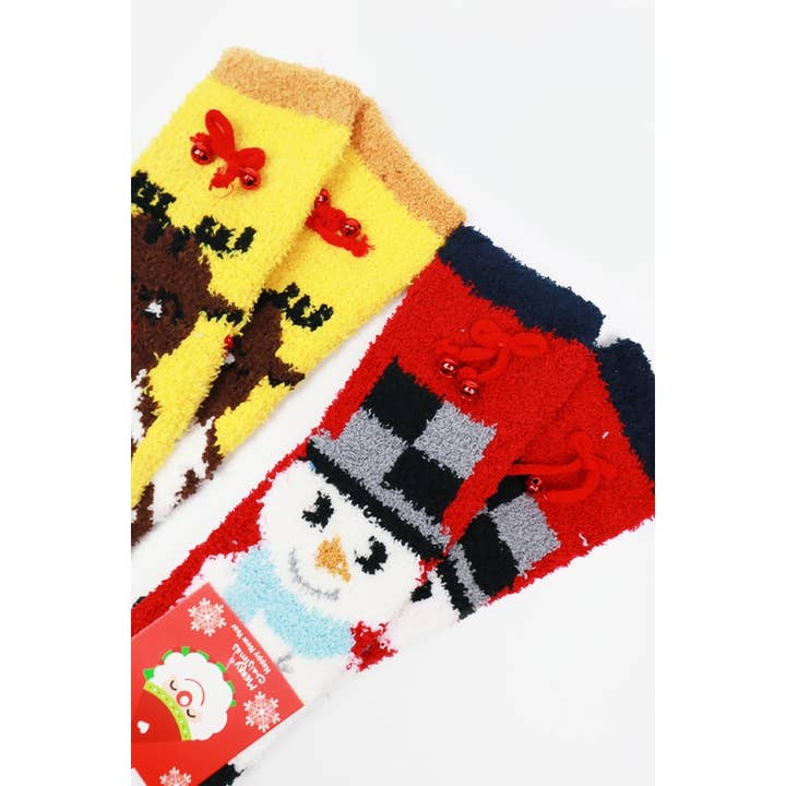 MIX COLOR Christmas Theme Fuzzy Socks for wholesale on Faire