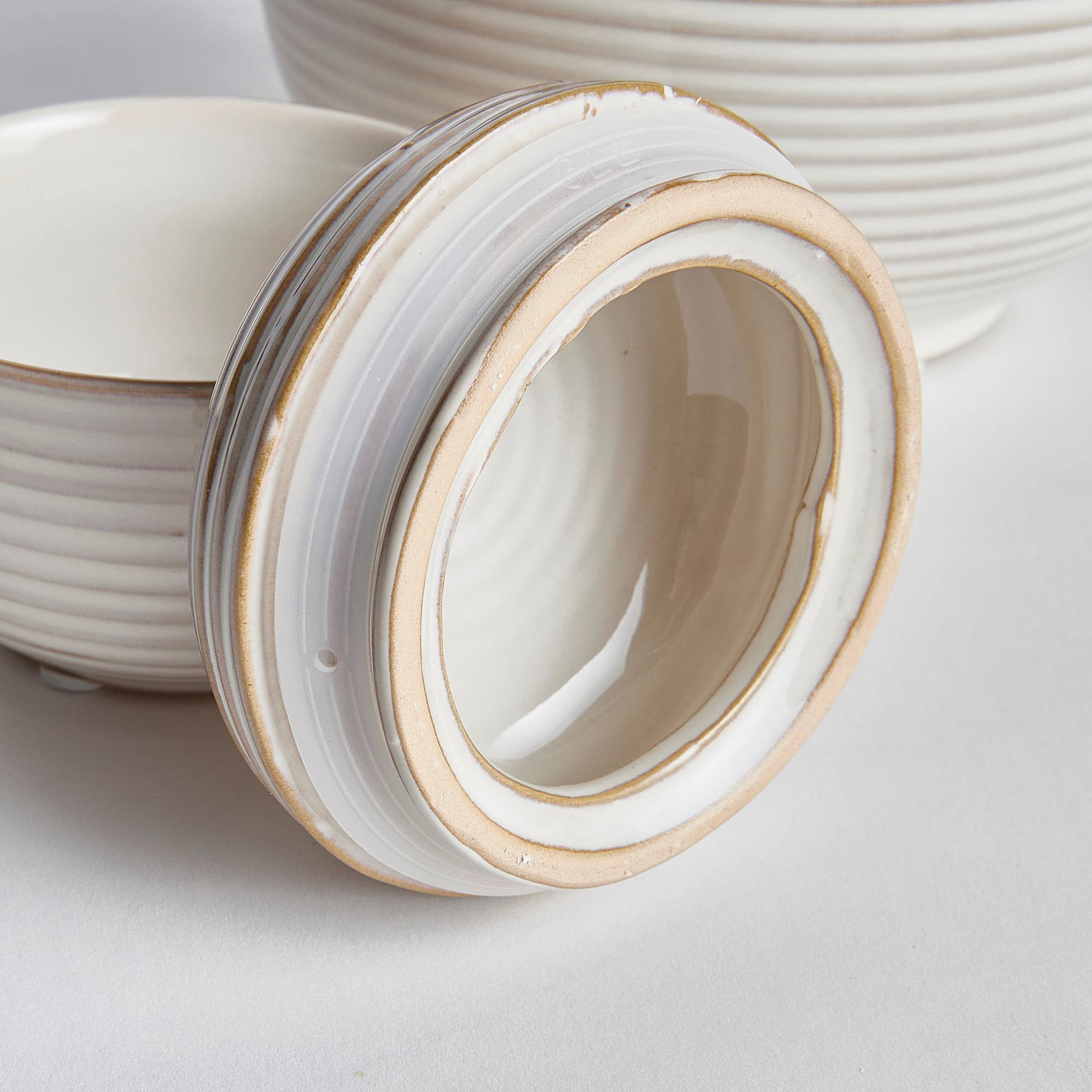 Crème Lot de 2 bocaux décoratifs à couvercle Toda en vente sur Faire3