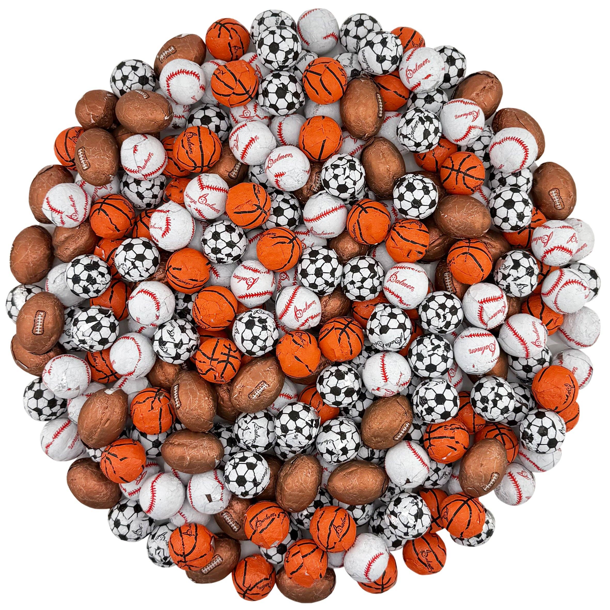 First Choice Candy – wholesale Chocolate-covered sweets – ASSORTED SPORT MILK CHOOCLATE FOIL WRAPPED BALLS2