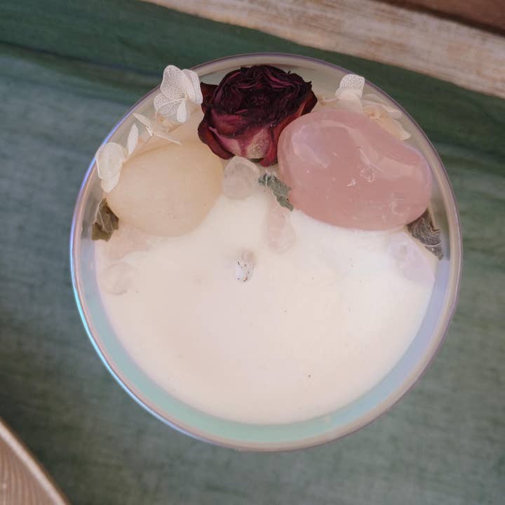 moon and mantras - Wholesale Jar/Filled Candle - Angel Numbers Crystal Intention Candle with Healing Crystals8