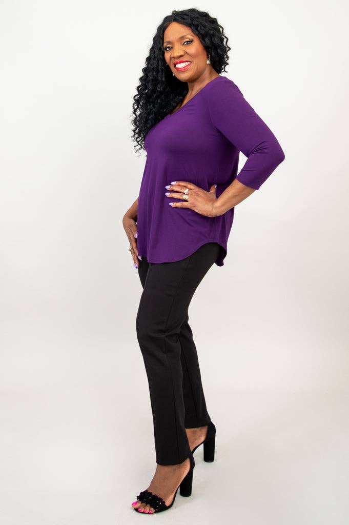 Blue Sky Clothing Co LLC – Túnica - Mulher por atacado – Jackie 3/4 Top, Royale, Bambu1